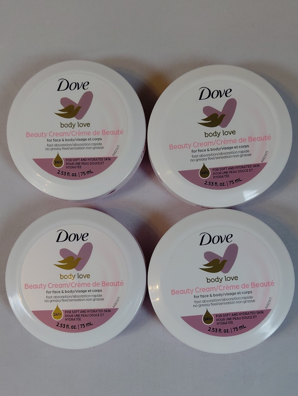 Lot 4 Dove Body Love Beauty Cream For Face And Body Non Greasy 24 Hr New Sealed